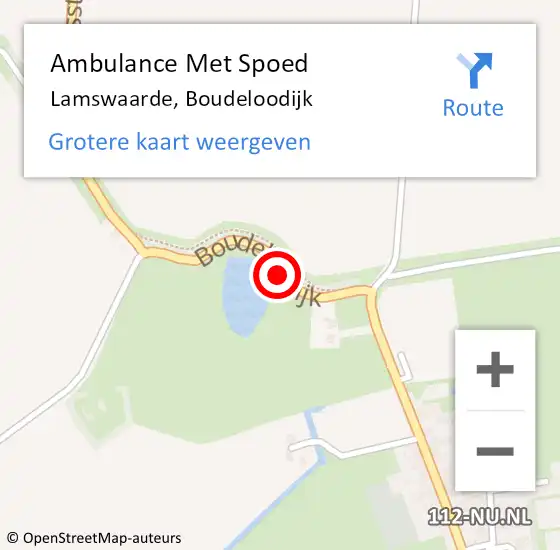 Locatie op kaart van de 112 melding: Ambulance Met Spoed Naar Lamswaarde, Boudeloodijk op 14 mei 2015 21:11