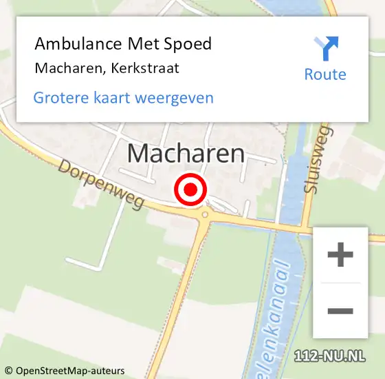 Locatie op kaart van de 112 melding: Ambulance Met Spoed Naar Macharen, Kerkstraat op 14 mei 2015 21:38