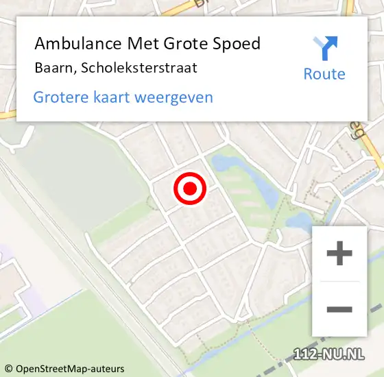 Locatie op kaart van de 112 melding: Ambulance Met Grote Spoed Naar Baarn, Scholeksterstraat op 14 mei 2015 21:57