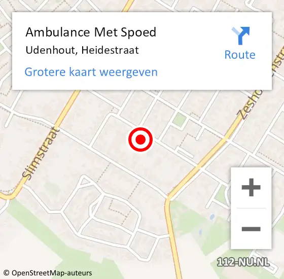 Locatie op kaart van de 112 melding: Ambulance Met Spoed Naar Udenhout, Heidestraat op 14 mei 2015 22:36