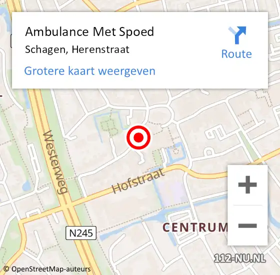 Locatie op kaart van de 112 melding: Ambulance Met Spoed Naar Schagen, Herenstraat op 14 mei 2015 22:48