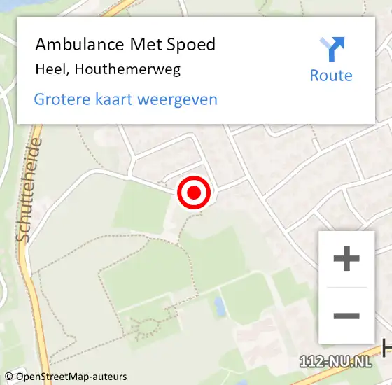 Locatie op kaart van de 112 melding: Ambulance Met Spoed Naar Heel, Houthemerweg op 14 mei 2015 22:49