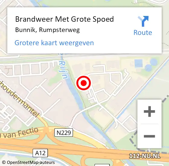 Locatie op kaart van de 112 melding: Brandweer Met Grote Spoed Naar Bunnik, Rumpsterweg op 14 mei 2015 23:30