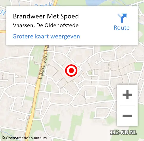 Locatie op kaart van de 112 melding: Brandweer Met Spoed Naar Vaassen, De Oldehofstede op 15 mei 2015 00:25