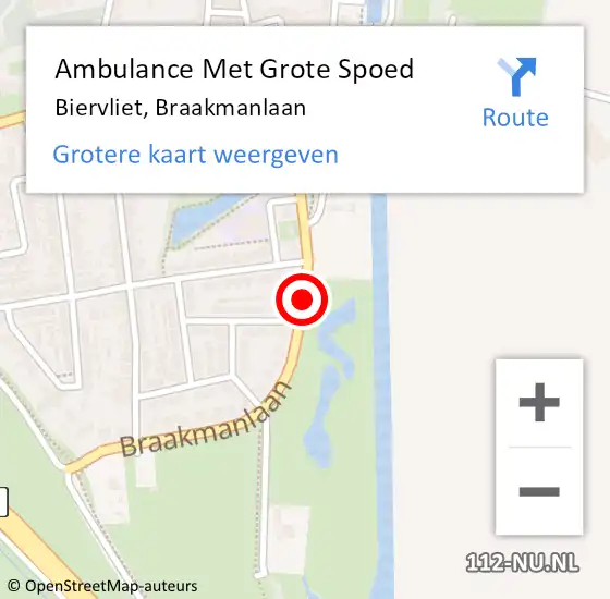 Locatie op kaart van de 112 melding: Ambulance Met Grote Spoed Naar Biervliet, Braakmanlaan op 15 mei 2015 00:30