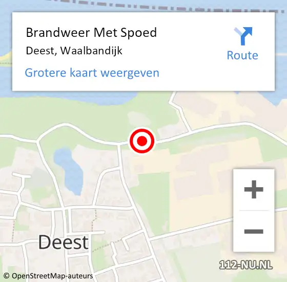 Locatie op kaart van de 112 melding: Brandweer Met Spoed Naar Deest, Waalbandijk op 15 mei 2015 00:58