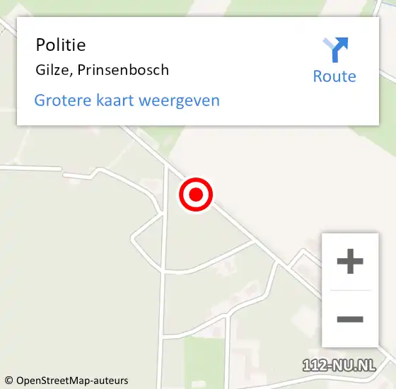 Locatie op kaart van de 112 melding: Politie Gilze, Prinsenbosch op 15 mei 2015 01:01