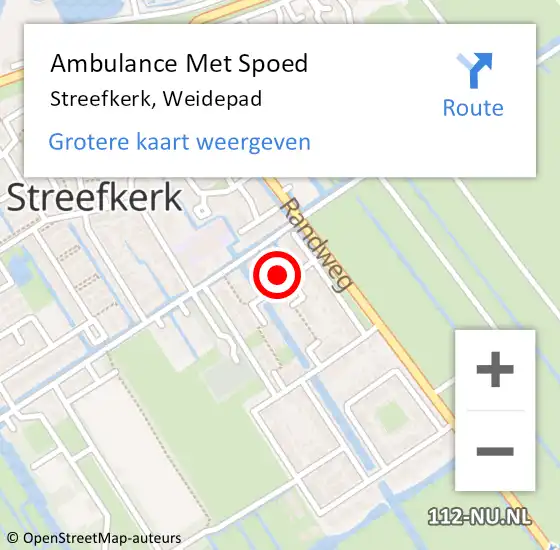 Locatie op kaart van de 112 melding: Ambulance Met Spoed Naar Streefkerk, Weidepad op 15 mei 2015 01:16