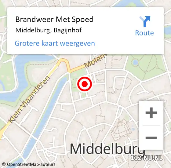Locatie op kaart van de 112 melding: Brandweer Met Spoed Naar Middelburg, Bagijnhof op 15 mei 2015 02:29