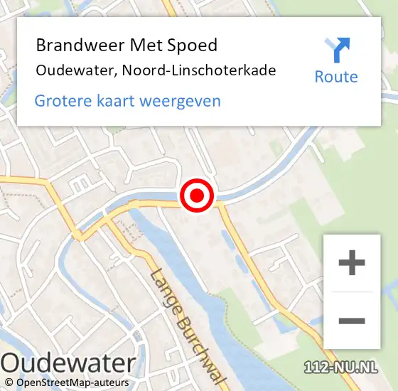 Locatie op kaart van de 112 melding: Brandweer Met Spoed Naar Oudewater, Noord-Linschoterkade op 15 mei 2015 03:07