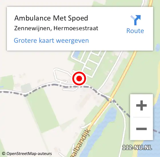 Locatie op kaart van de 112 melding: Ambulance Met Spoed Naar Zennewijnen, Hermoesestraat op 15 mei 2015 05:06