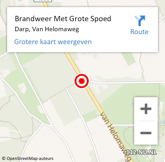 Locatie op kaart van de 112 melding: Brandweer Met Grote Spoed Naar Darp, Van Helomaweg op 15 mei 2015 06:10