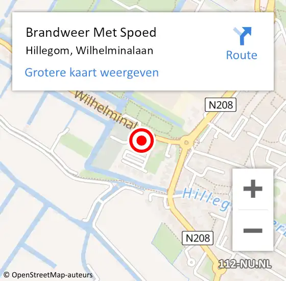 Locatie op kaart van de 112 melding: Brandweer Met Spoed Naar Hillegom, Wilhelminalaan op 15 mei 2015 06:17