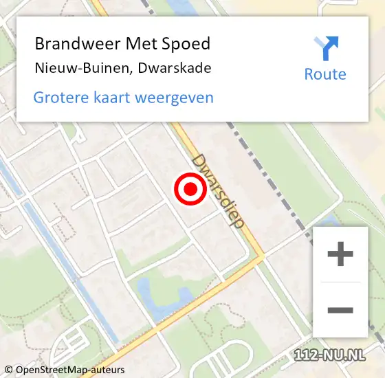 Locatie op kaart van de 112 melding: Brandweer Met Spoed Naar Nieuw-Buinen, Dwarskade op 15 mei 2015 09:39