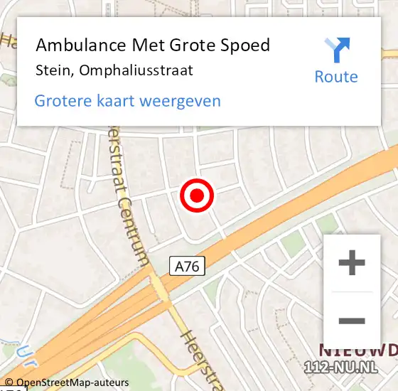 Locatie op kaart van de 112 melding: Ambulance Met Grote Spoed Naar Stein, Omphaliusstraat op 7 november 2013 18:59