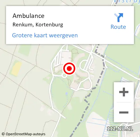 Locatie op kaart van de 112 melding: Ambulance Renkum, Kortenburg op 15 mei 2015 10:08