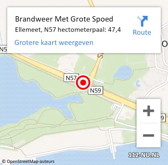 Locatie op kaart van de 112 melding: Brandweer Met Grote Spoed Naar Ellemeet, N57 hectometerpaal: 47,4 op 15 mei 2015 10:30