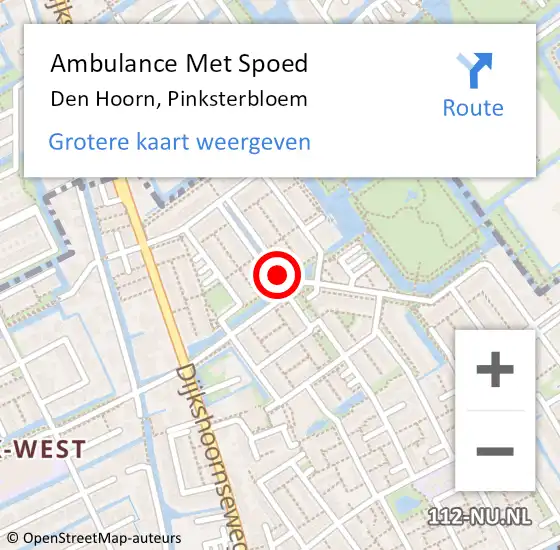 Locatie op kaart van de 112 melding: Ambulance Met Spoed Naar Den Hoorn, Pinksterbloem op 15 mei 2015 12:08