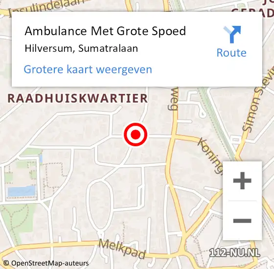 Locatie op kaart van de 112 melding: Ambulance Met Grote Spoed Naar Hilversum, Sumatralaan op 15 mei 2015 12:17