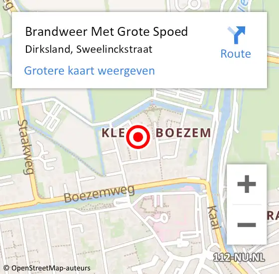 Locatie op kaart van de 112 melding: Brandweer Met Grote Spoed Naar Dirksland, Sweelinckstraat op 15 mei 2015 12:43