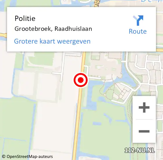 Locatie op kaart van de 112 melding: Politie Grootebroek, Raadhuislaan op 15 mei 2015 12:44