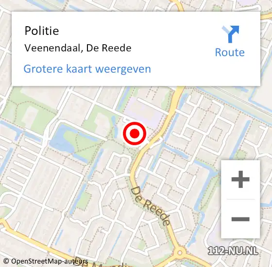 Locatie op kaart van de 112 melding: Politie Veenendaal, De Reede op 15 mei 2015 12:48