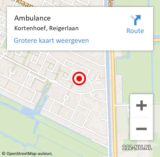 Locatie op kaart van de 112 melding: Ambulance Kortenhoef, Reigerlaan op 15 mei 2015 13:34