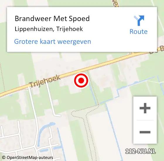 Locatie op kaart van de 112 melding: Brandweer Met Spoed Naar Lippenhuizen, Trijehoek op 15 mei 2015 14:05