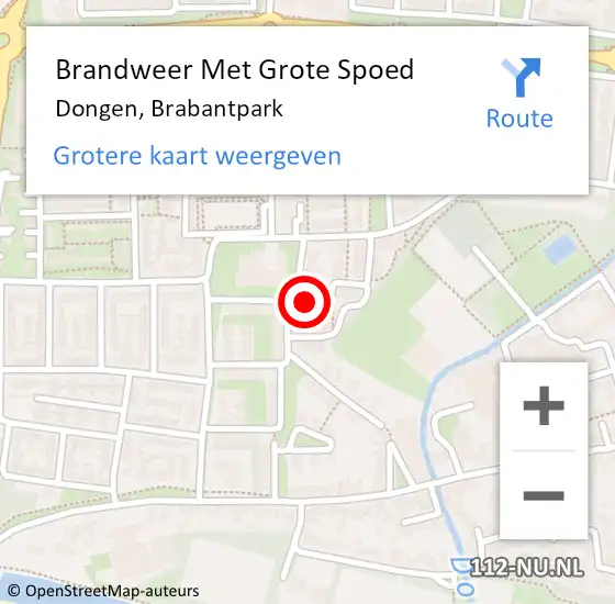 Locatie op kaart van de 112 melding: Brandweer Met Grote Spoed Naar Dongen, Brabantpark op 15 mei 2015 14:08