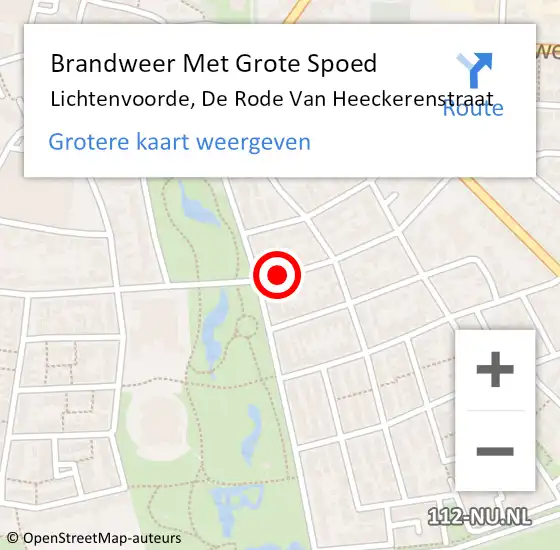 Locatie op kaart van de 112 melding: Brandweer Met Grote Spoed Naar Lichtenvoorde, De Rode Van Heeckerenstraat op 12 september 2013 08:25