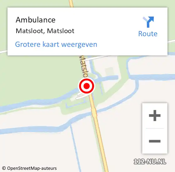 Locatie op kaart van de 112 melding: Ambulance Matsloot, Matsloot op 15 mei 2015 14:56