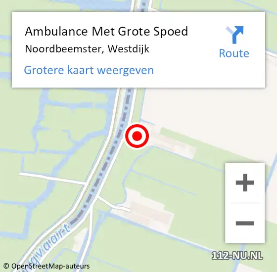 Locatie op kaart van de 112 melding: Ambulance Met Grote Spoed Naar Noordbeemster, Westdijk op 15 mei 2015 14:57