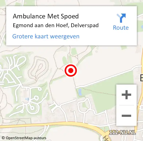 Locatie op kaart van de 112 melding: Ambulance Met Spoed Naar Egmond aan den Hoef, Delverspad op 15 mei 2015 15:03