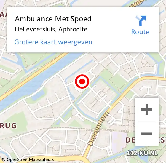 Locatie op kaart van de 112 melding: Ambulance Met Spoed Naar Hellevoetsluis, Aphrodite op 15 mei 2015 15:05