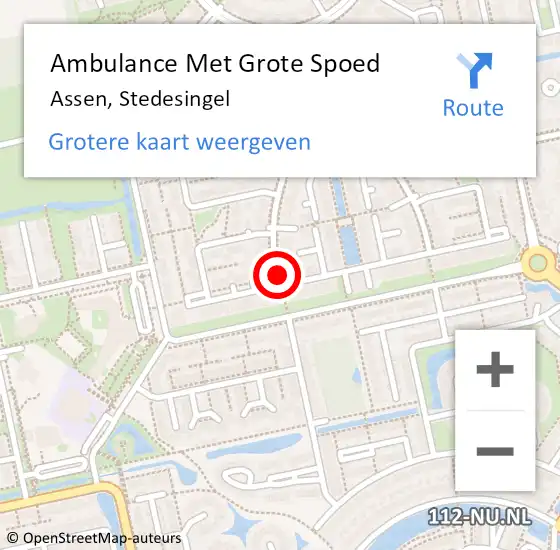 Locatie op kaart van de 112 melding: Ambulance Met Grote Spoed Naar Assen, Stedesingel op 15 mei 2015 16:01