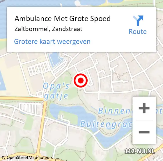 Locatie op kaart van de 112 melding: Ambulance Met Grote Spoed Naar Zaltbommel, Zandstraat op 15 mei 2015 16:11