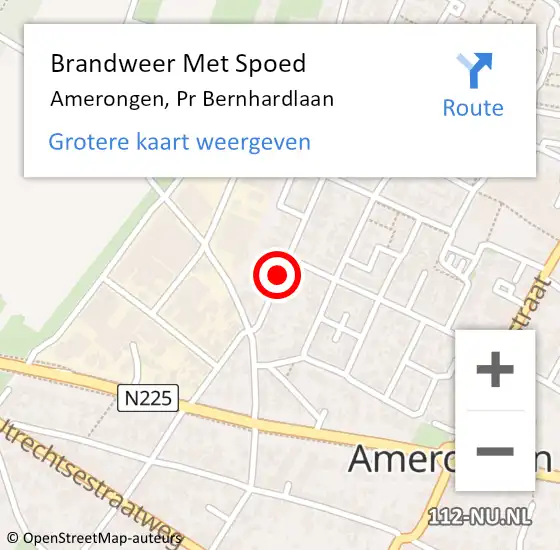 Locatie op kaart van de 112 melding: Brandweer Met Spoed Naar Amerongen, Pr Bernhardlaan op 15 mei 2015 16:21