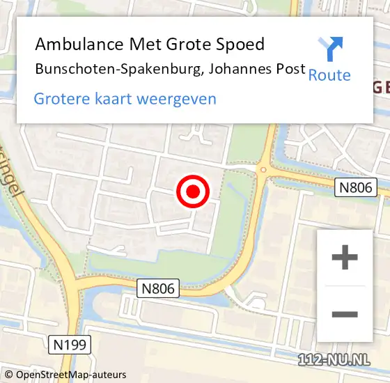 Locatie op kaart van de 112 melding: Ambulance Met Grote Spoed Naar Bunschoten-Spakenburg, Johannes Post op 15 mei 2015 16:24