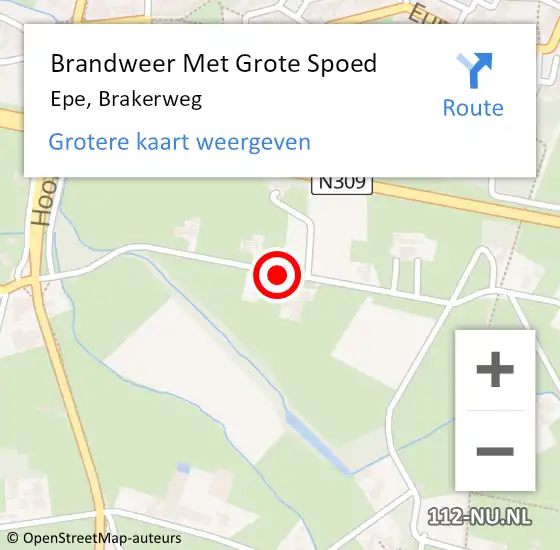 Locatie op kaart van de 112 melding: Brandweer Met Grote Spoed Naar Epe, Brakerweg op 15 mei 2015 16:51