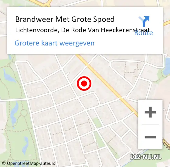 Locatie op kaart van de 112 melding: Brandweer Met Grote Spoed Naar Lichtenvoorde, De Rode Van Heeckerenstraat op 12 september 2013 08:27