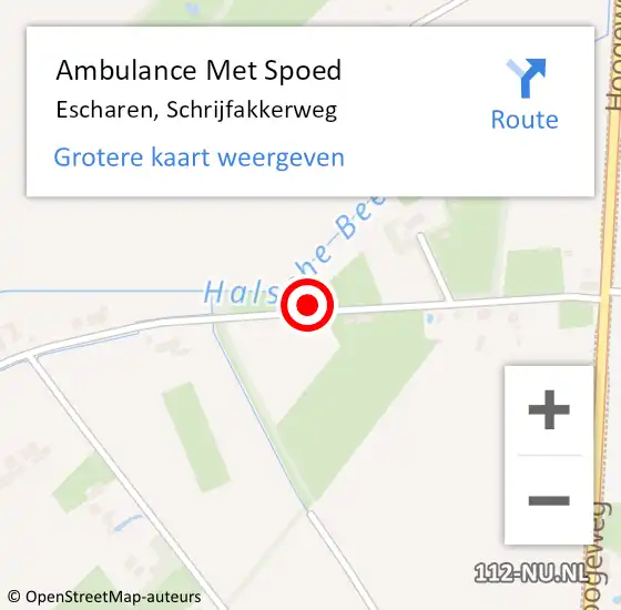 Locatie op kaart van de 112 melding: Ambulance Met Spoed Naar Escharen, Schrijfakkerweg op 15 mei 2015 17:27