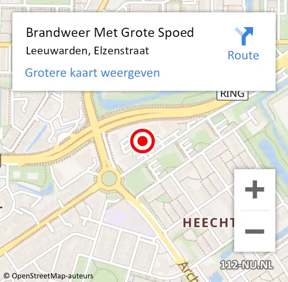 Locatie op kaart van de 112 melding: Brandweer Met Grote Spoed Naar Leeuwarden, Elzenstraat op 15 mei 2015 17:43