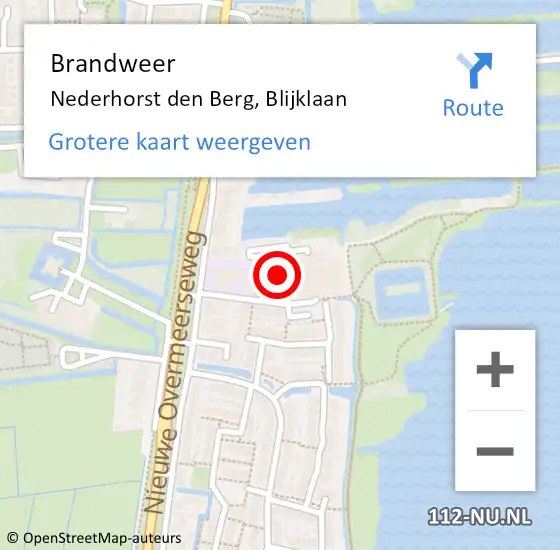 Locatie op kaart van de 112 melding: Brandweer Nederhorst den Berg, Blijklaan op 7 november 2013 20:09