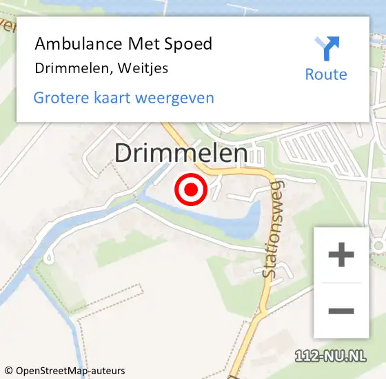 Locatie op kaart van de 112 melding: Ambulance Met Spoed Naar Drimmelen, Weitjes op 15 mei 2015 18:06