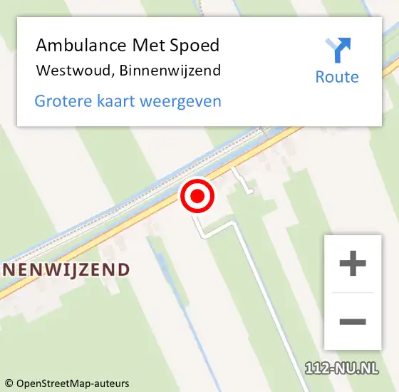 Locatie op kaart van de 112 melding: Ambulance Met Spoed Naar Westwoud, Binnenwijzend op 15 mei 2015 18:20