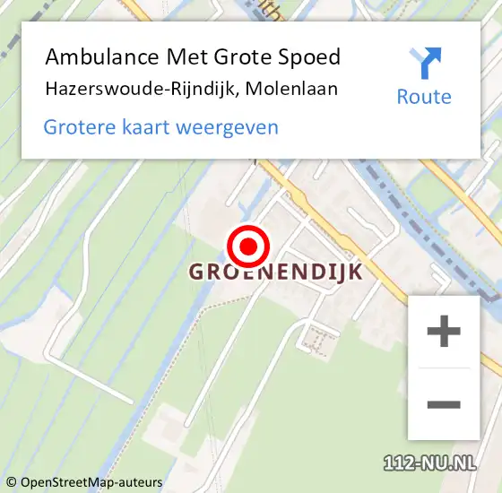 Locatie op kaart van de 112 melding: Ambulance Met Grote Spoed Naar Hazerswoude-Rijndijk, Molenlaan op 15 mei 2015 18:42