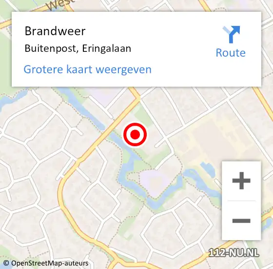 Locatie op kaart van de 112 melding: Brandweer Buitenpost, Eringalaan op 15 mei 2015 19:07