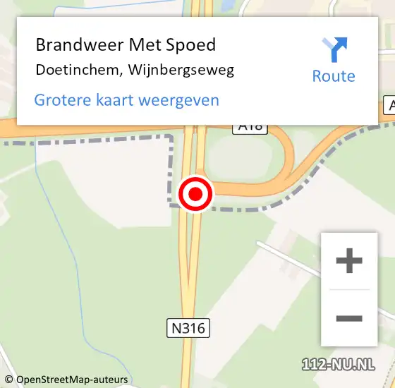Locatie op kaart van de 112 melding: Brandweer Met Spoed Naar Doetinchem, Wijnbergseweg op 15 mei 2015 20:13