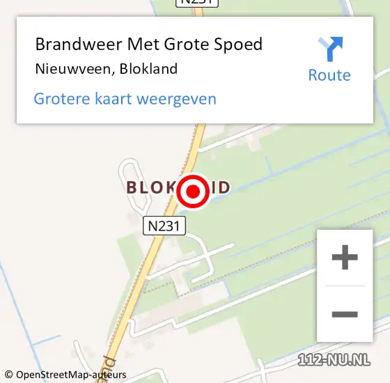 Locatie op kaart van de 112 melding: Brandweer Met Grote Spoed Naar Nieuwveen, Blokland op 15 mei 2015 20:27