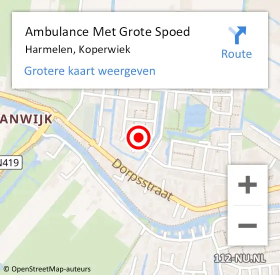 Locatie op kaart van de 112 melding: Ambulance Met Grote Spoed Naar Harmelen, Koperwiek op 15 mei 2015 20:31